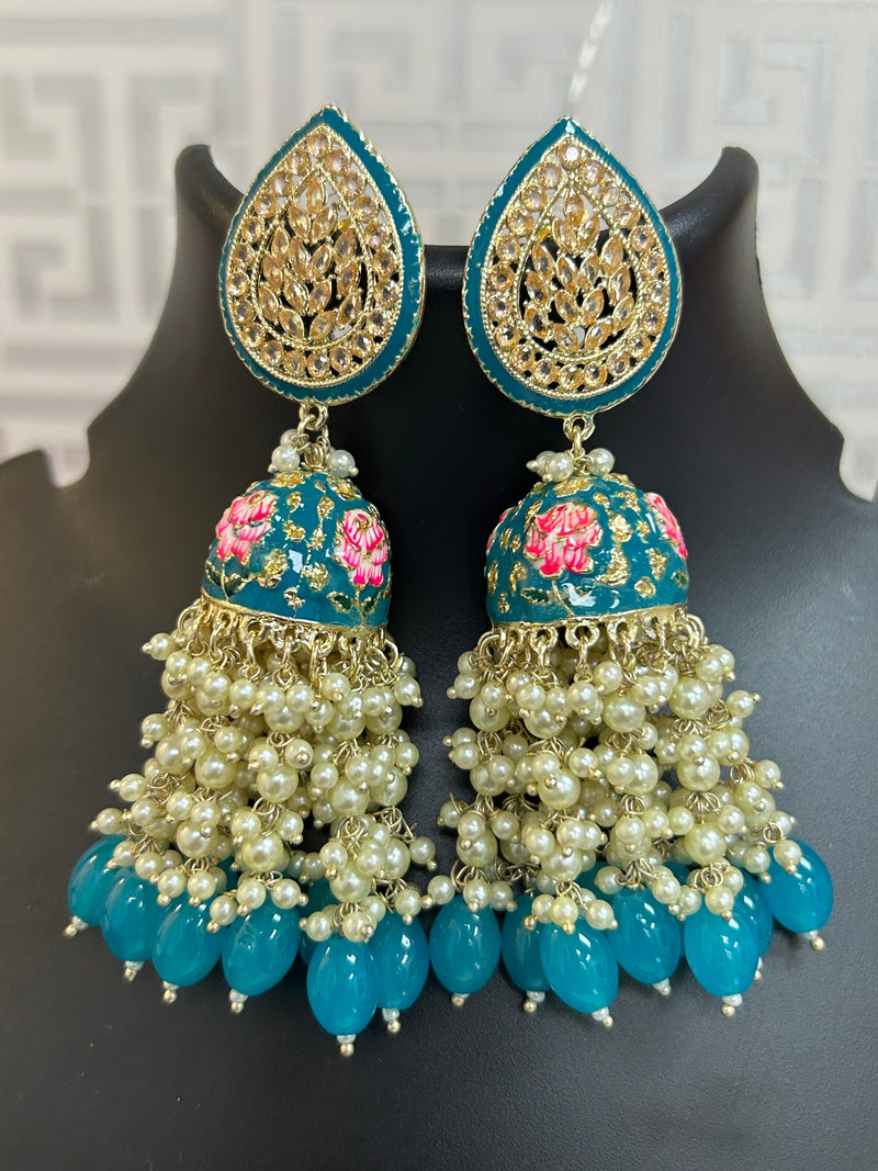 Teal blue long jhumki