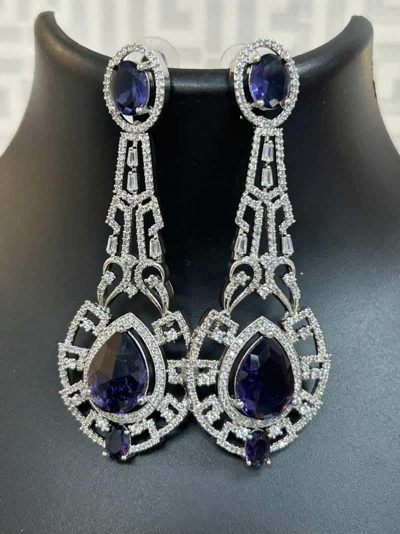 Purple long earrings : clearance
