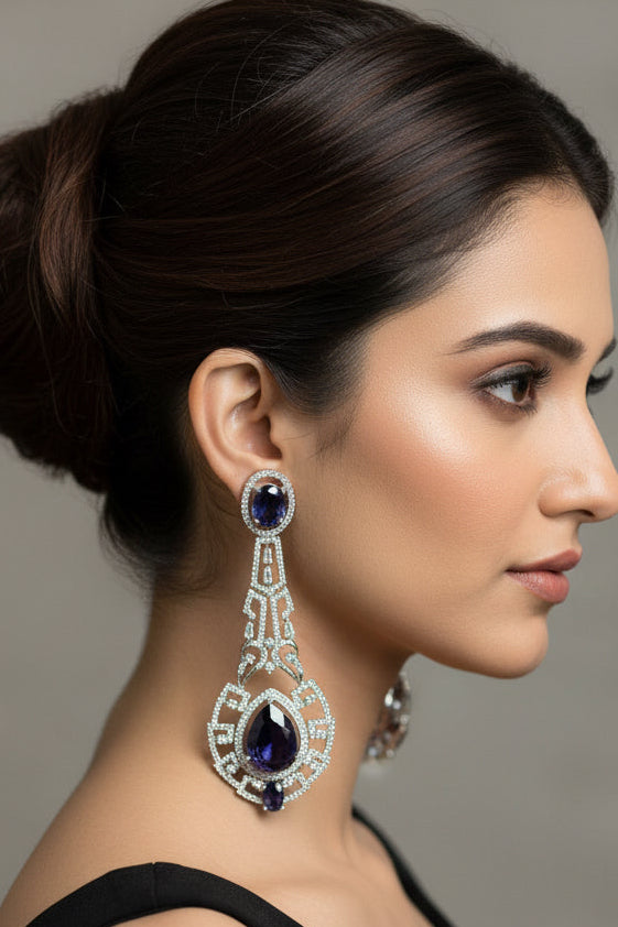 Purple long earrings : clearance