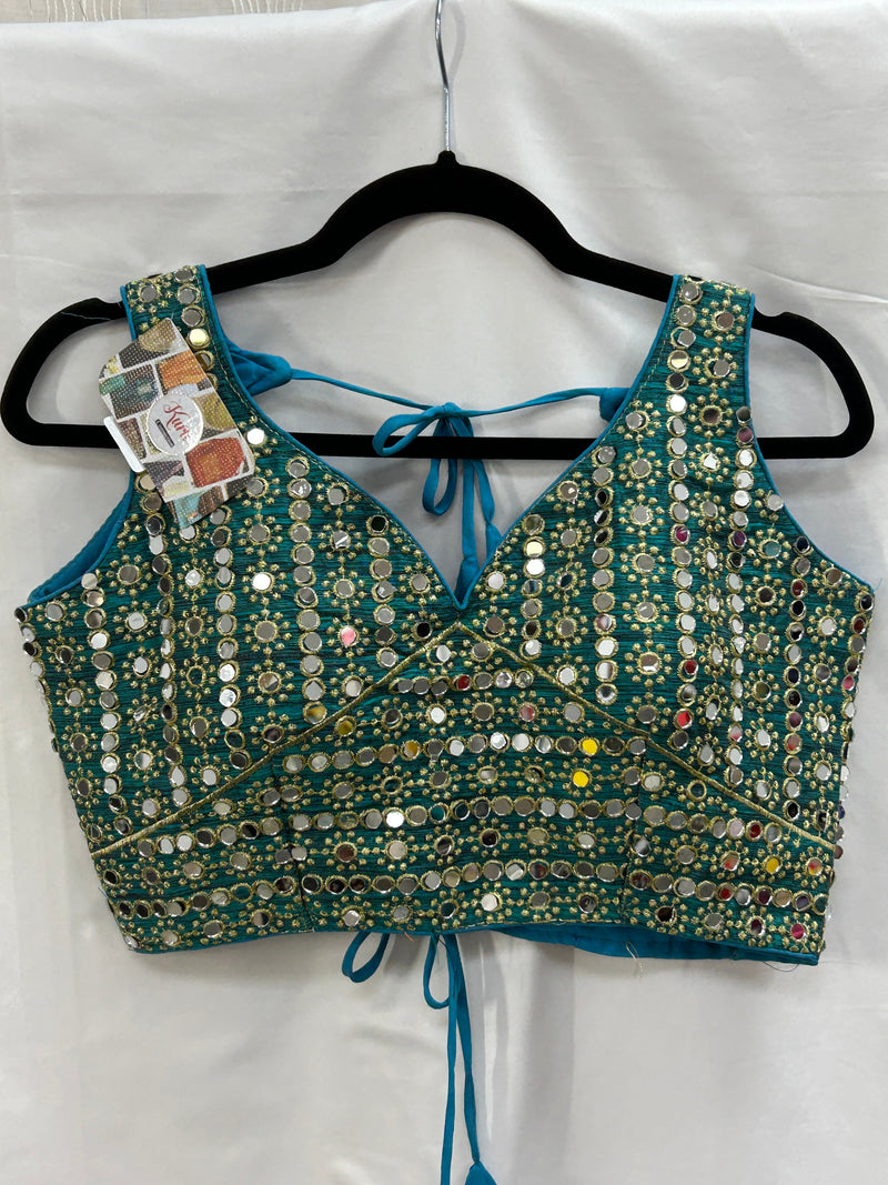 Teal blue mirror blouse
