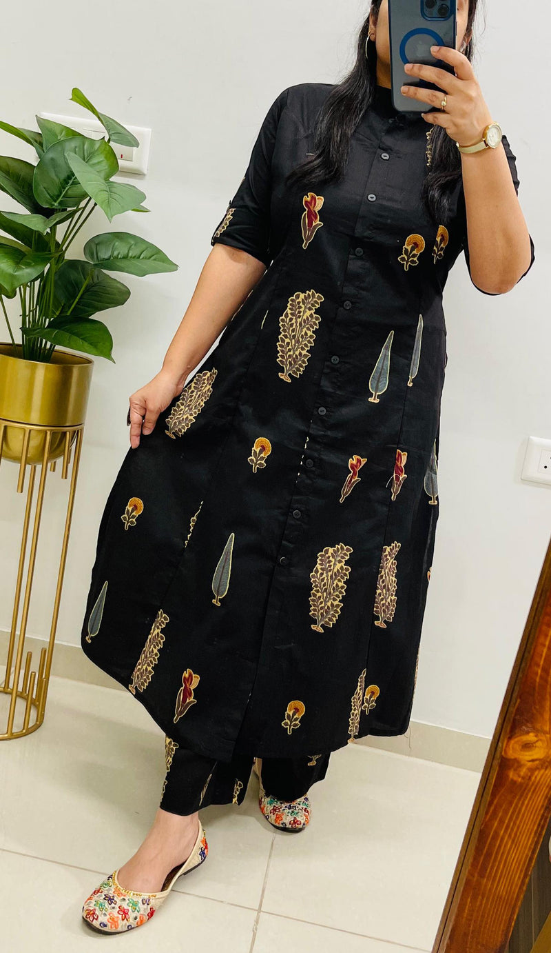 Famous BlacK Ikkat Print Fine Cotton Designer Co-erd Set
