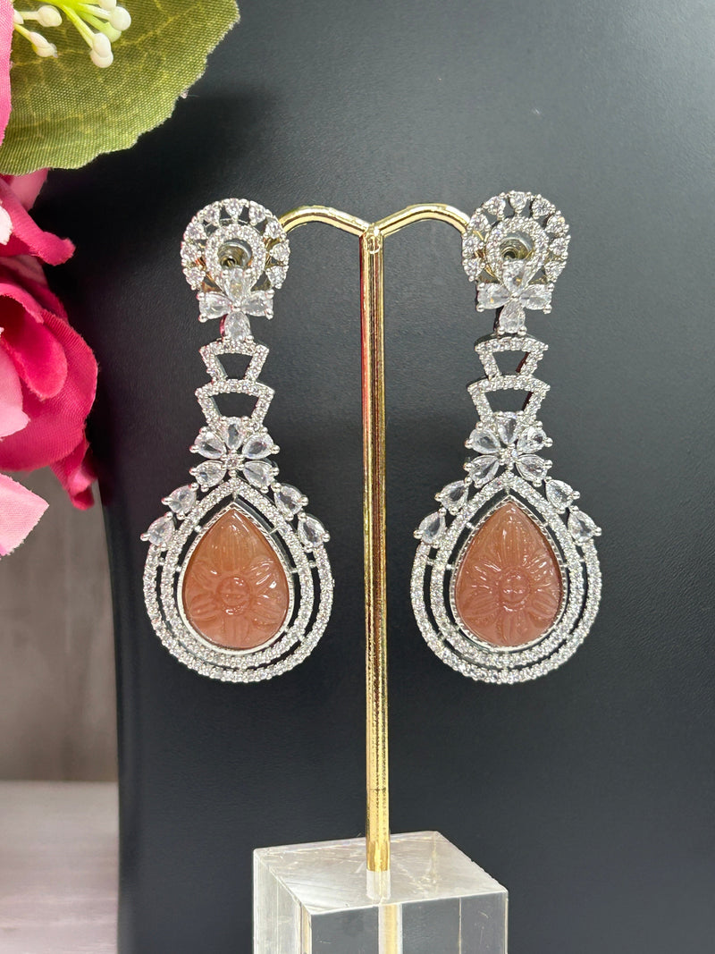 CZ earrings | light brown