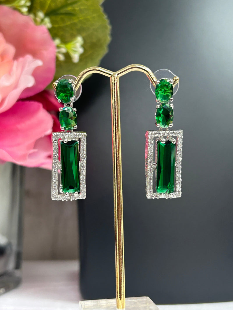 CZ earrings | green earrings