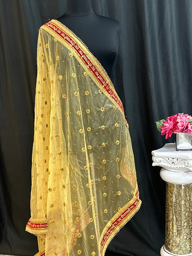 Bridal dupatta | golden dupatta for bridal lehenga/ saree