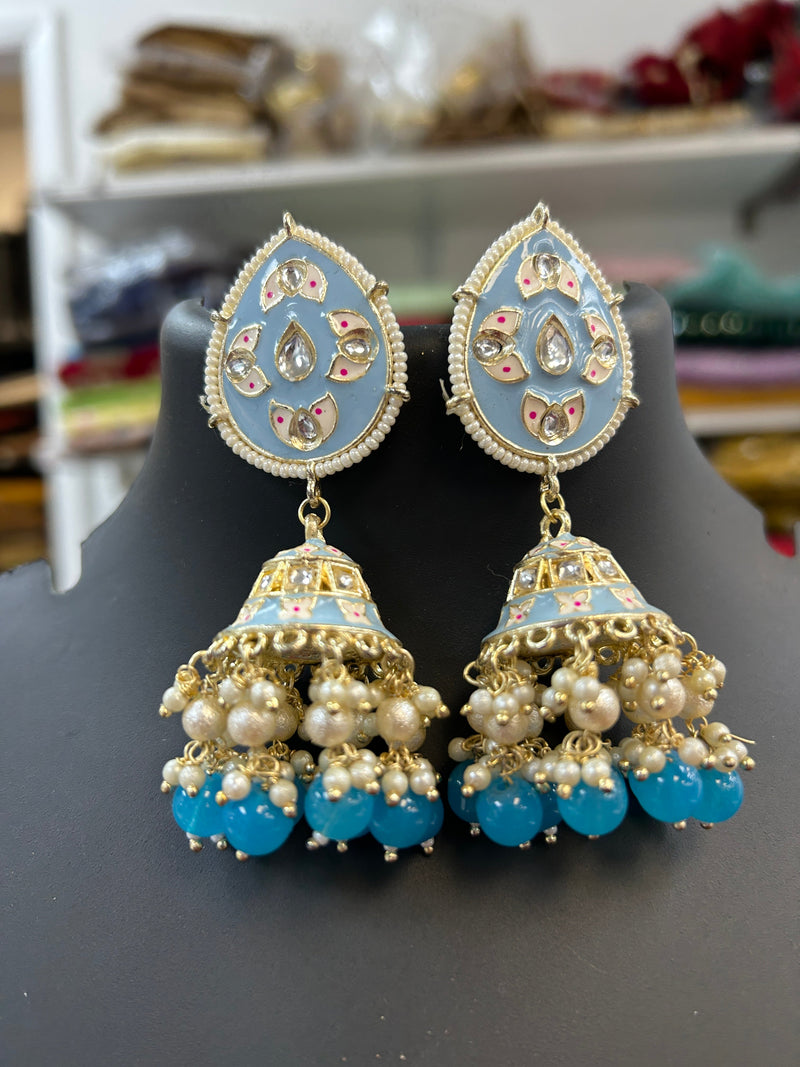 Sky blue Meenakari earrings