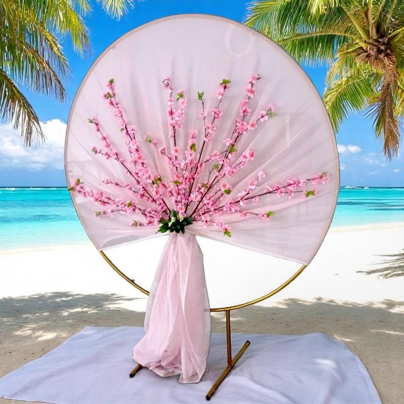 Vorte Round Wedding Backdrop Stand - 6.5 FT Gold Metal Arch