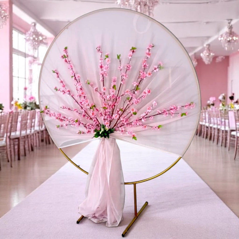 Vorte Round Wedding Backdrop Stand - 6.5 FT Gold Metal Arch