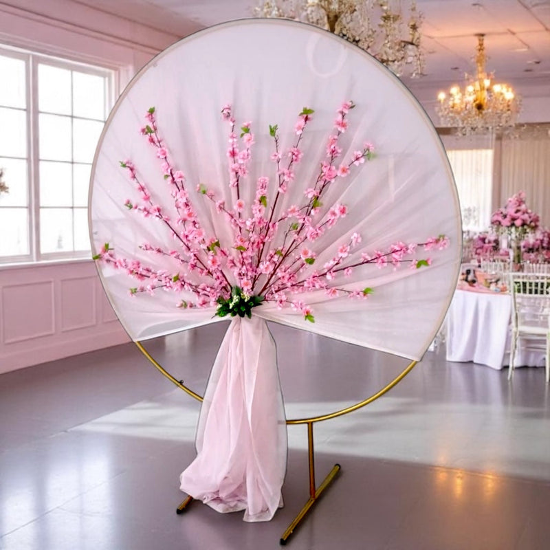 Vorte Round Wedding Backdrop Stand - 6.5 FT Gold Metal Arch