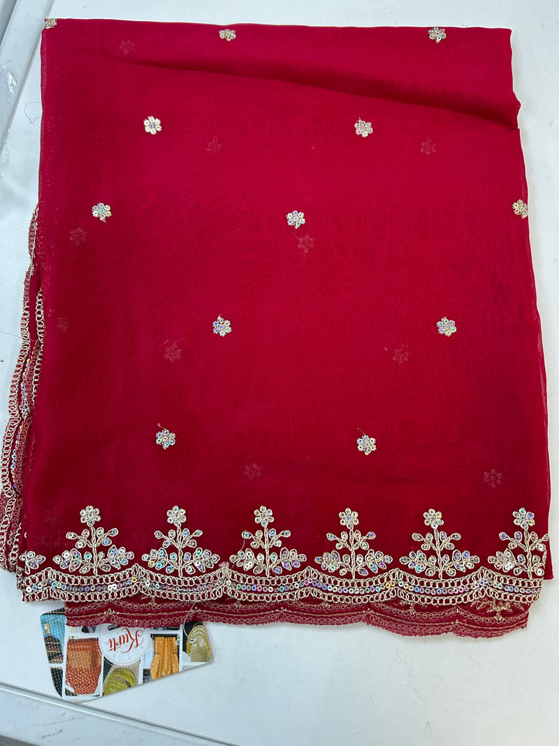 Dark pink tissue duppata