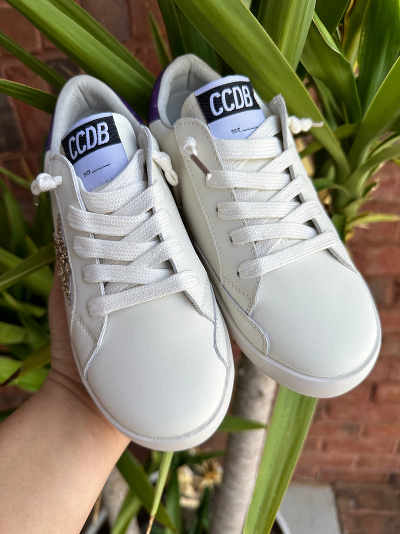 Gold Star Purple Heel Star Sneakers