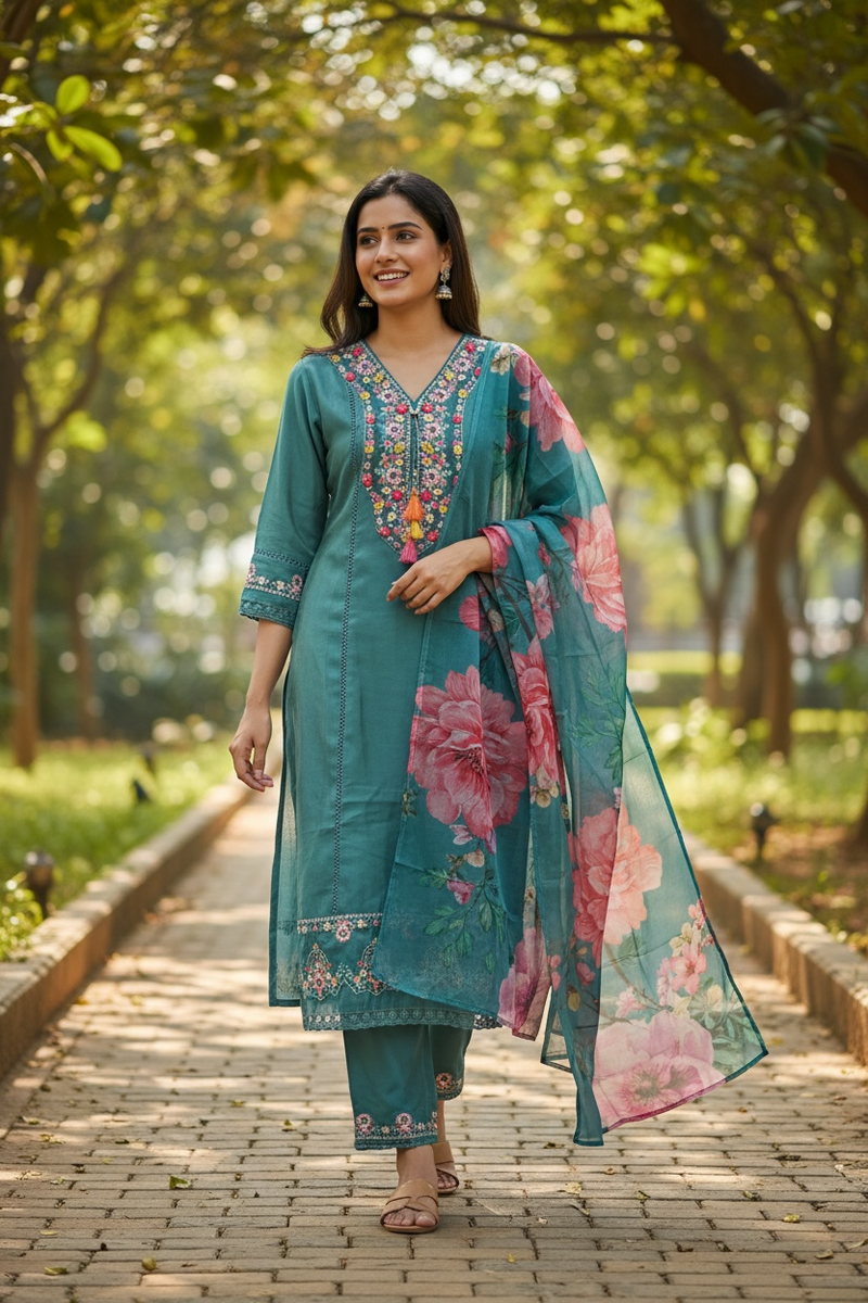 Silk party wear suits | A line kurti sets