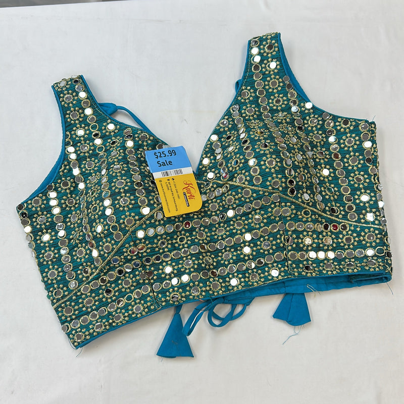 Teal blue mirror blouse