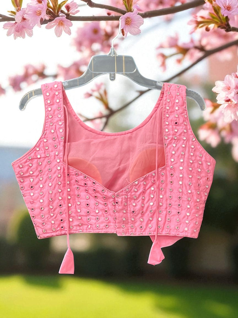 Readymade blouse with foil mirror work