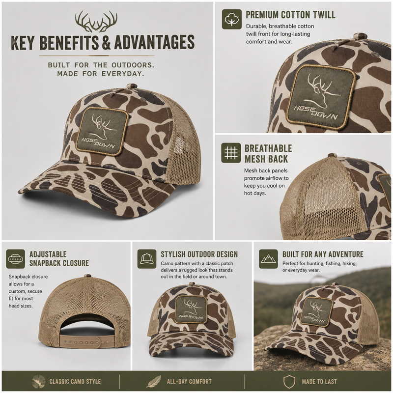 Tan Woven Duck Camo Trucker XL Size