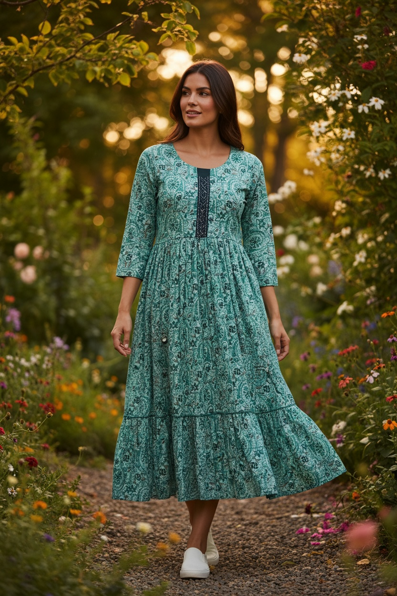 Rayon cotton long kurti