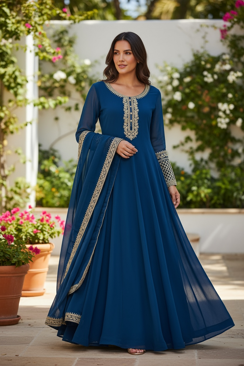 Georgette party wear Anarkali dress