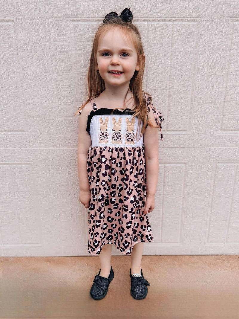Smocked leopard bunny Dress
