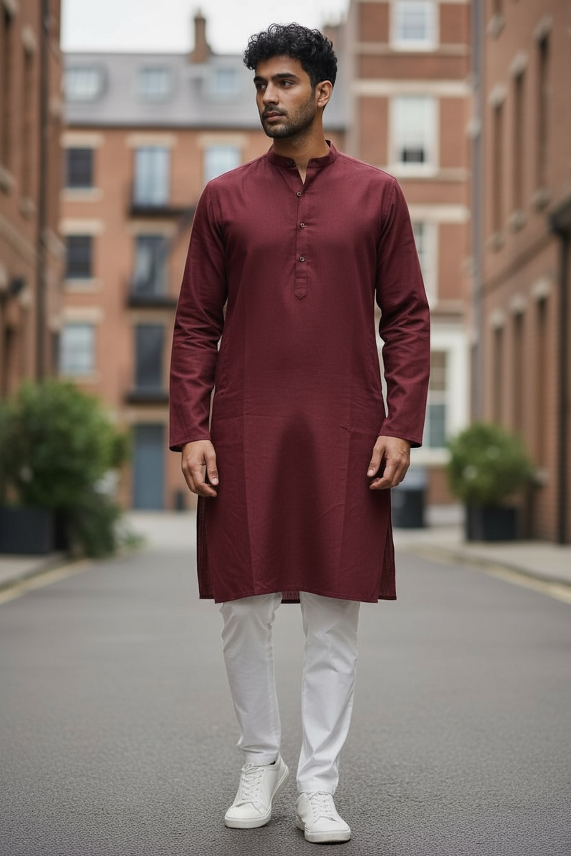 Cotton kurta | maroon kurta