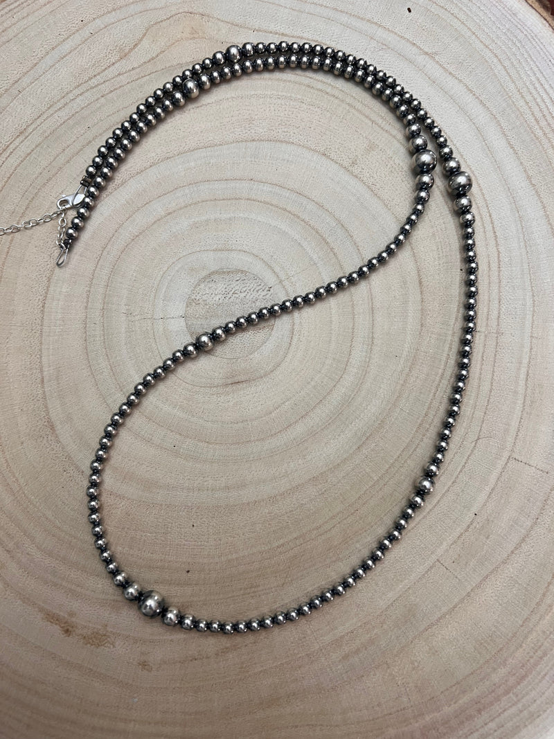 Graduated Sterling Pearl Necklace - 28 inch