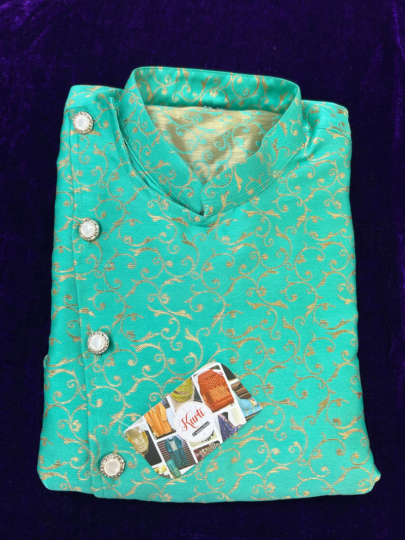 Silk Kurta pajama set : side button pattern