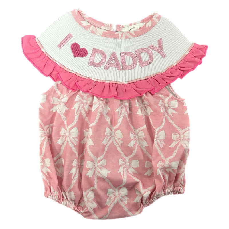 Smocked bows I love daddy romper
