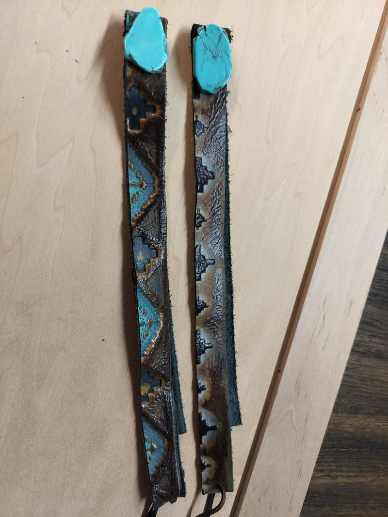 Blue Navajo Embossed Leather Hat Band Only 950a