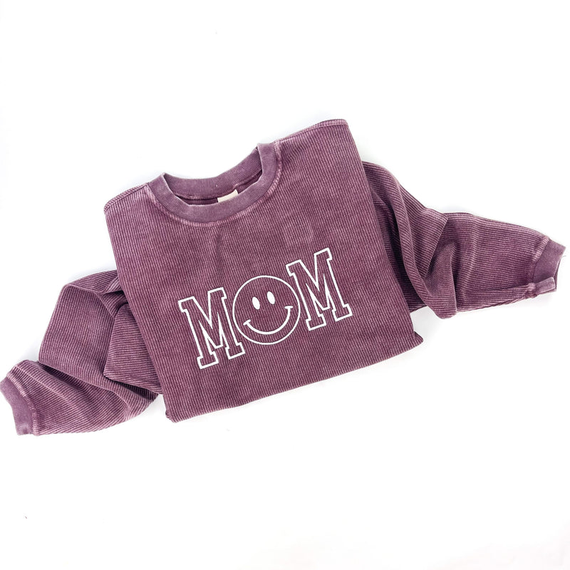 Embroidered CORDED Sweatshirt - Maroon - Mom (Smiley)