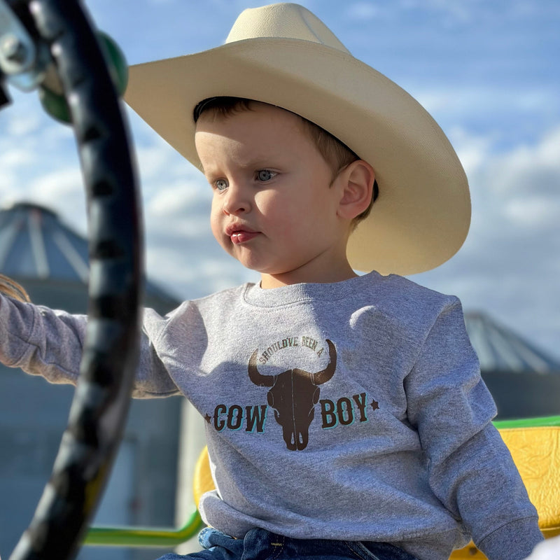 Should've Been a Cowboy - Distressed Design - Child Sweater