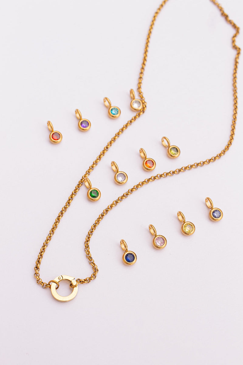 Custom Birthstone Charm Necklace