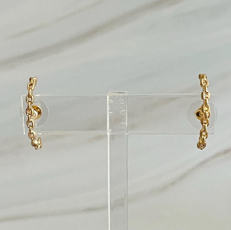Chain C Shape Post Earrings