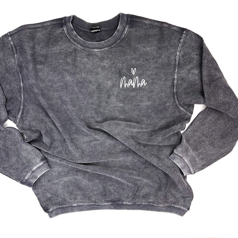 Embroidered CORDED Sweatshirt - Asphalt - Mama (Heart Above)
