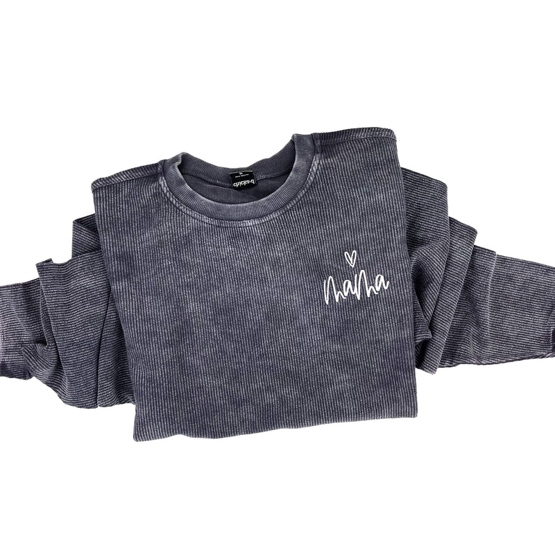 Embroidered CORDED Sweatshirt - Asphalt - Mama (Heart Above)