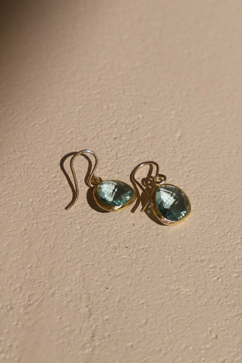 MEDIUM AQUAMARINE BEZEL EARRINGS