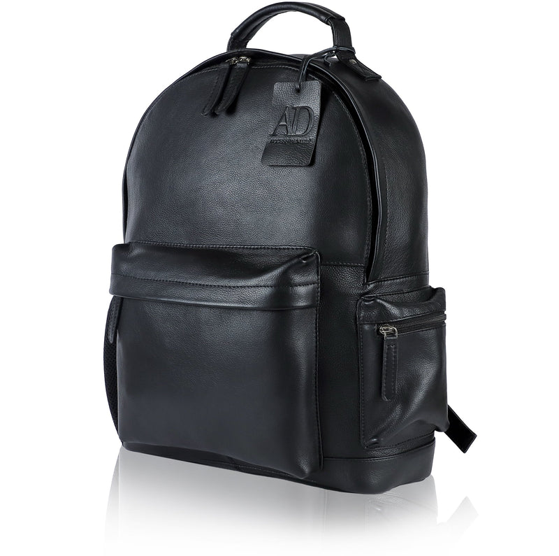Genuine Leather Backpack – Fits 15.6" Laptop, Hidden AirTag Pocket
