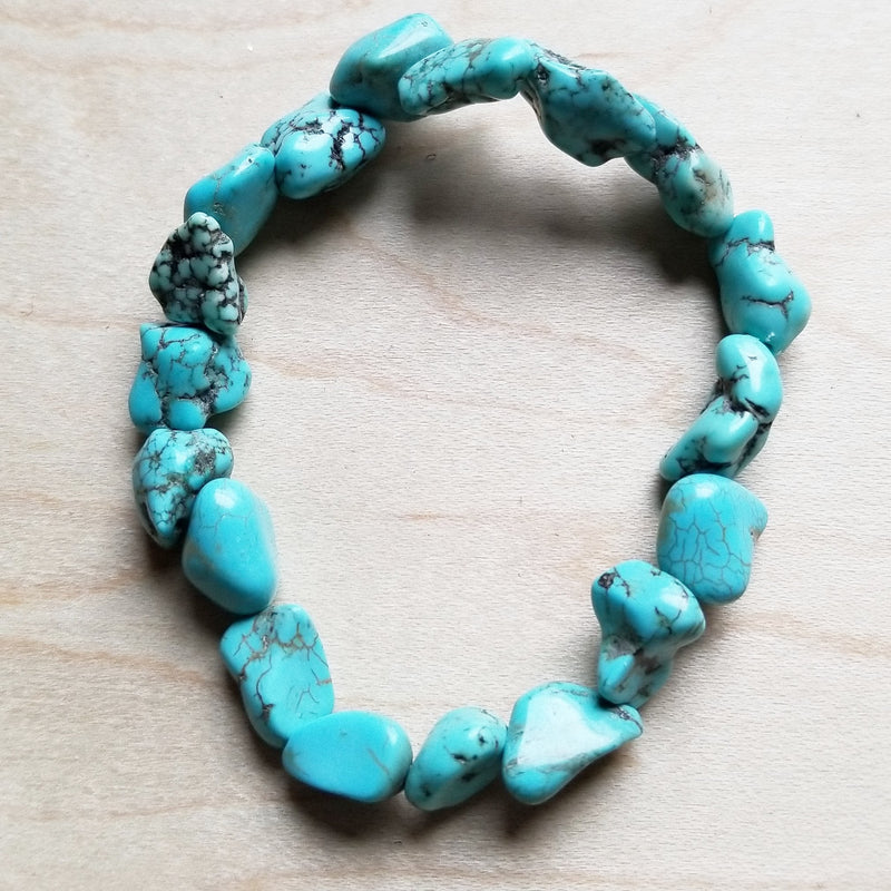 Chunky Blue Turquoise Nugget Bracelet 801e