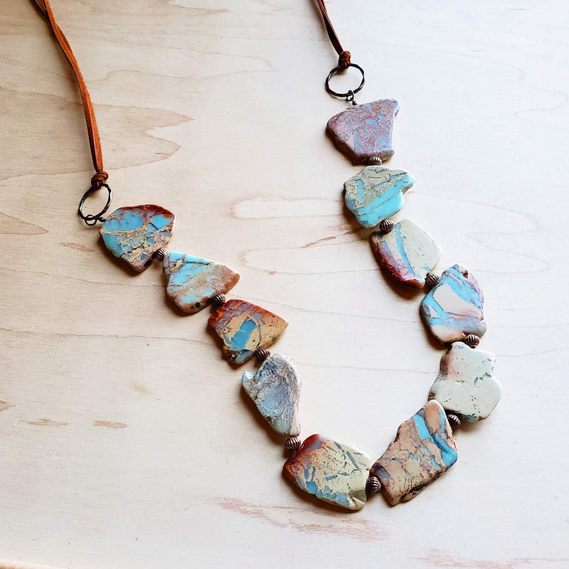 Genuine Aqua Terra Beaded Slab Necklace 239m
