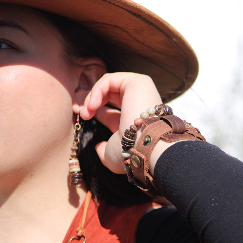 Aqua Terra and Wood Earrings 238R