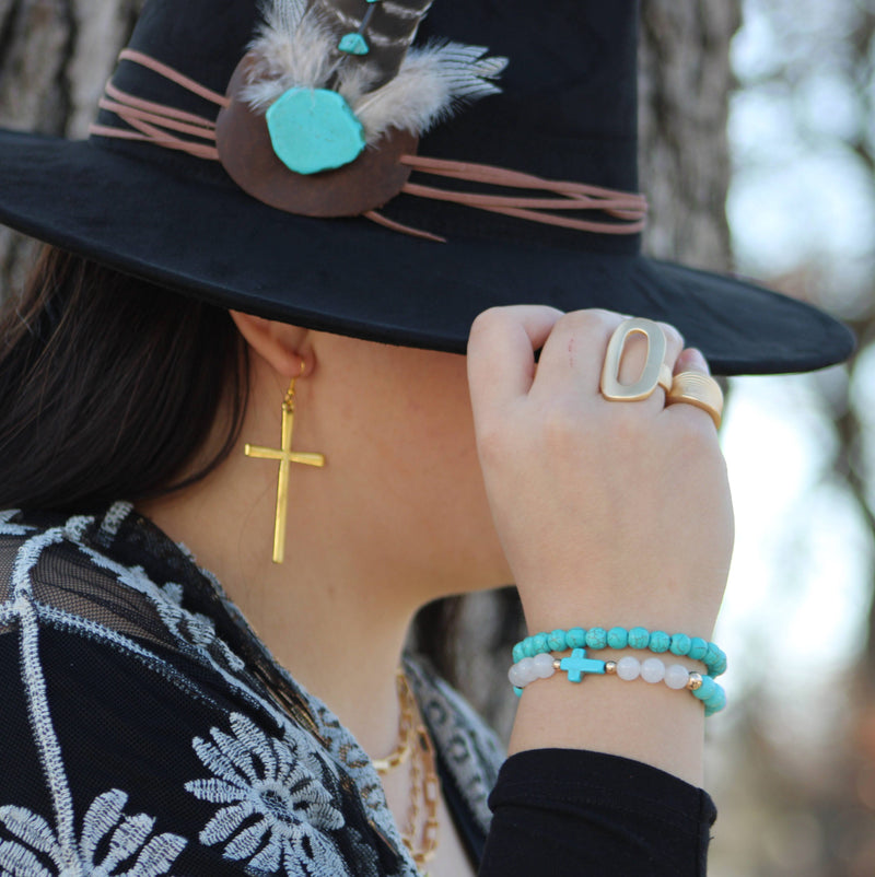 Matte Gold Electroplate Cuff Ring 012b