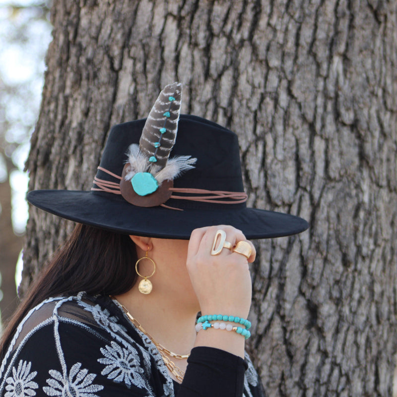 Matte Gold Hoop Earrings with Coin Dangle 203v