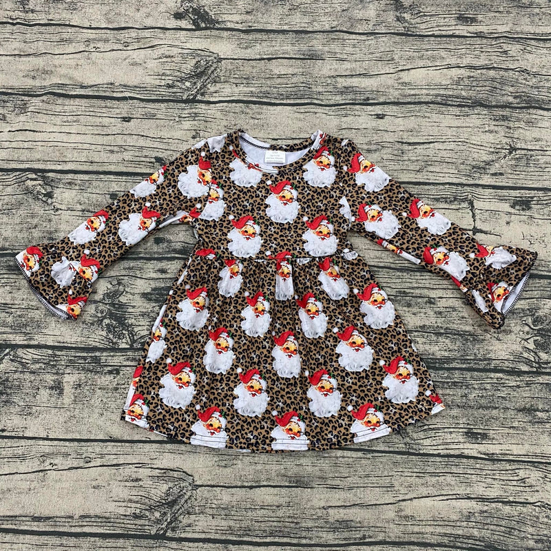 Leopard santa bell sleeve dress