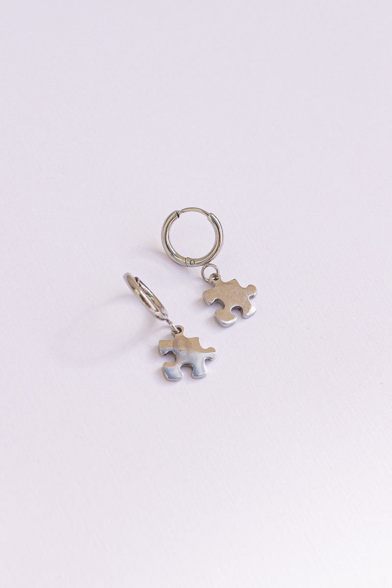 Puzzle Piece Huggie Hoops
