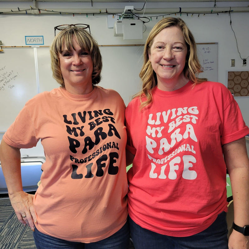 Living My Best Para Professional Life - Melty Smiley (pf & b) - Comfort Colors Tee