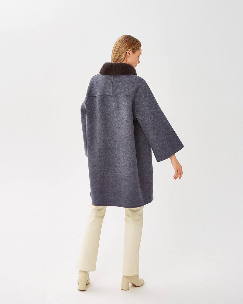 Genuine Scandinavian Mink Fur Virgin Wool Coat