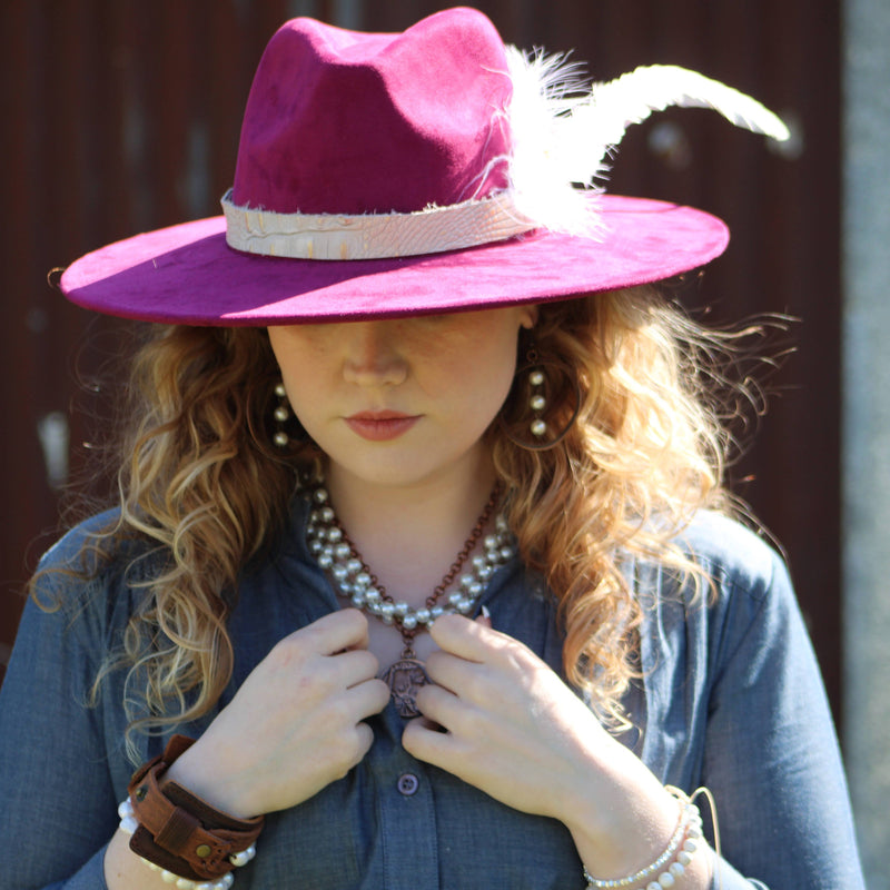 Western Copper Hoop Earrings w/ Glass Pearl Beads 217h