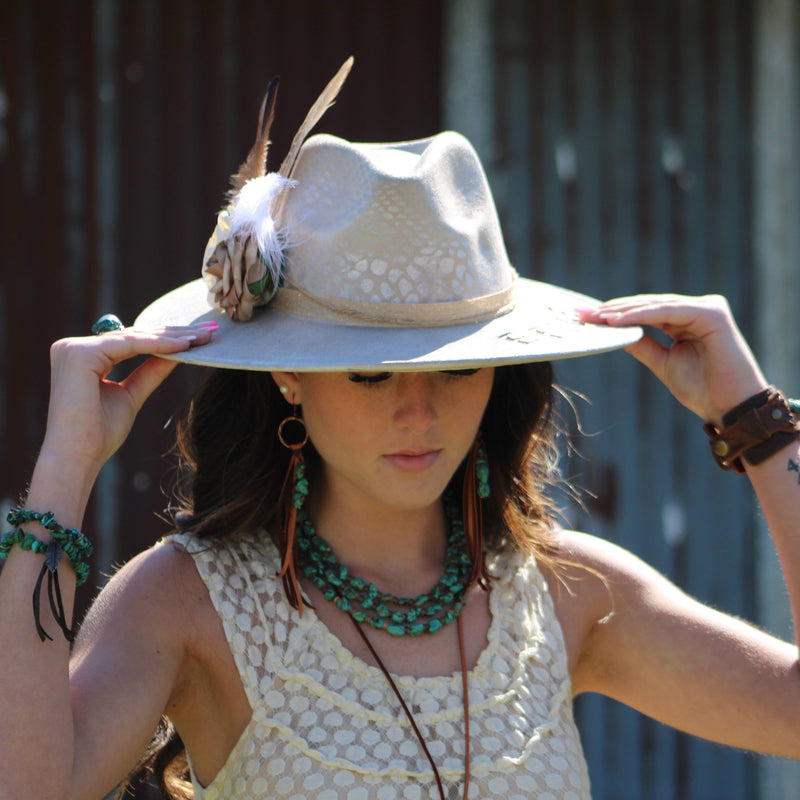 Triple Strand Blue Turquoise & Wood Collar Necklace 259f