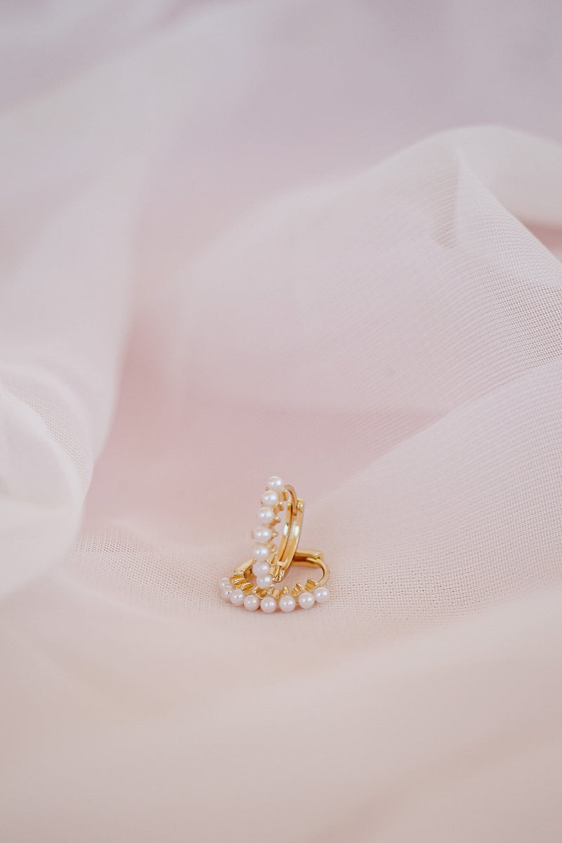 Pearl Huggie Hoop
