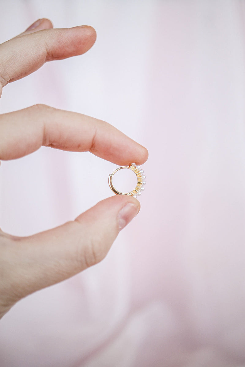 Pearl Huggie Hoop