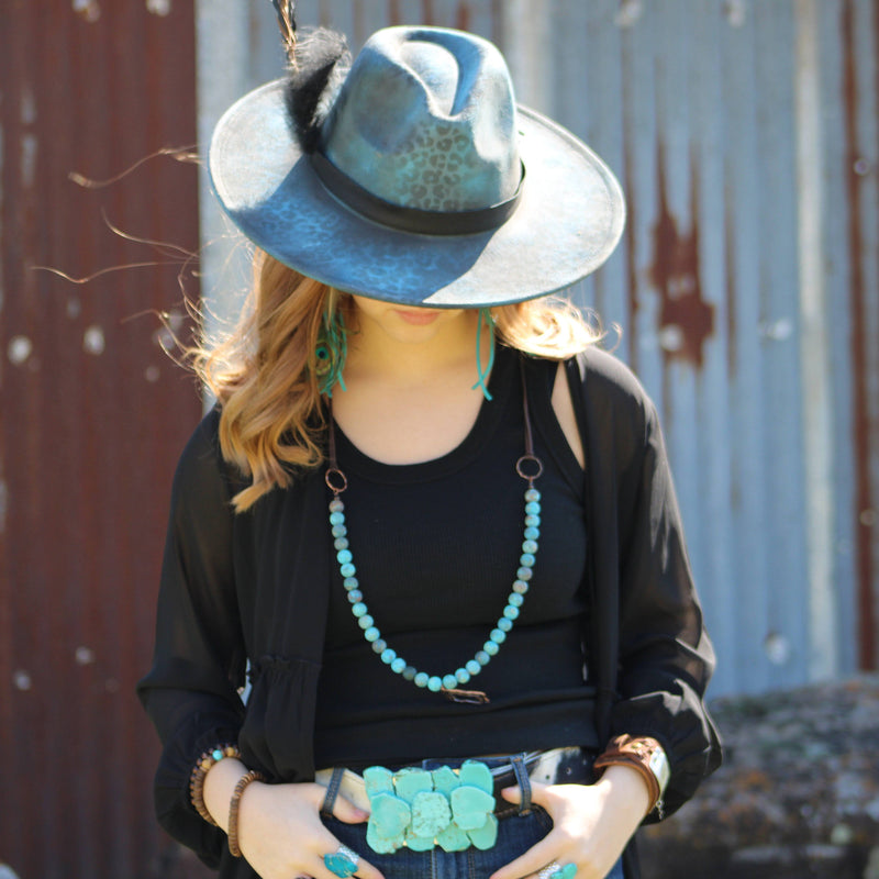 Large Turquoise Slab Belt Buckle 901f