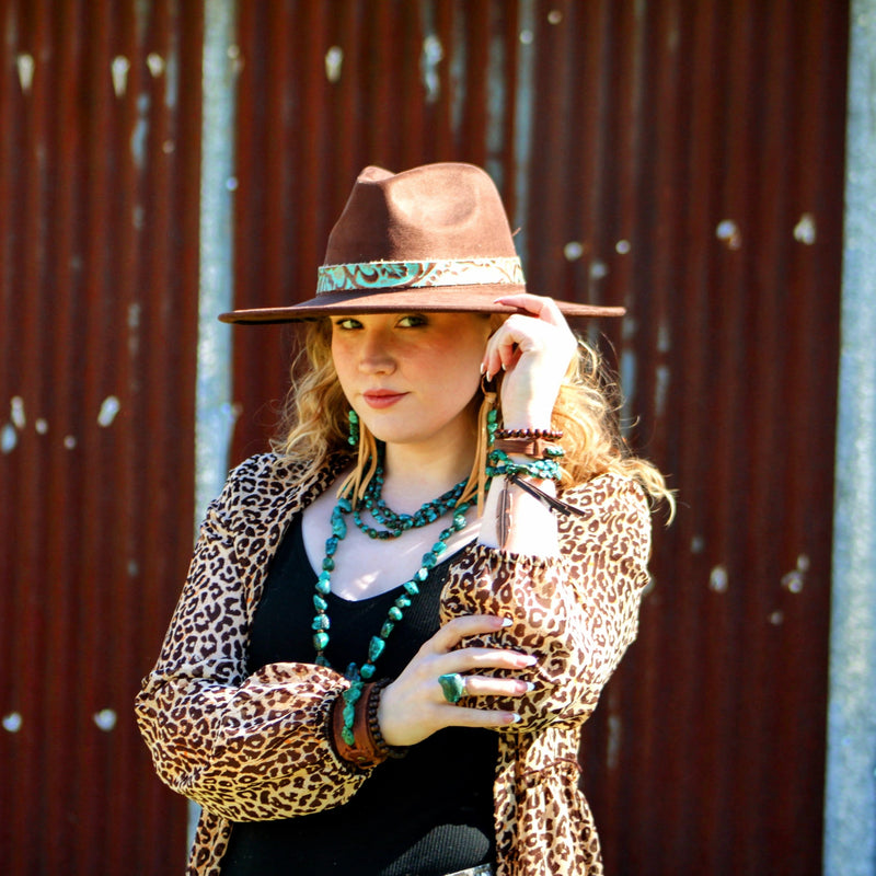 Double Strand Natural Turquoise Bracelet w/ Feather and Tassel 806n