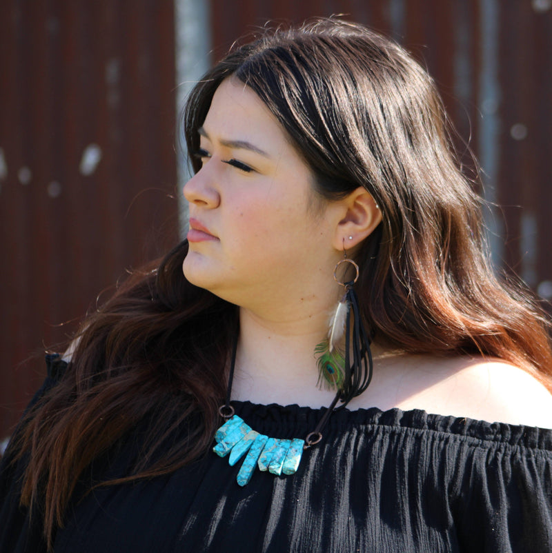 Imperial Jasper Slab Necklace with Genuine Leather 252j